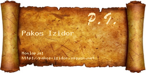 Pakos Izidor névjegykártya